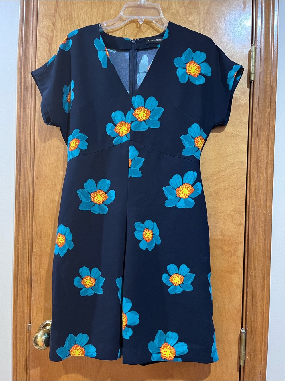 Banana Republic Navy Mini Dress with Bright Blue & Yellow Floral Print